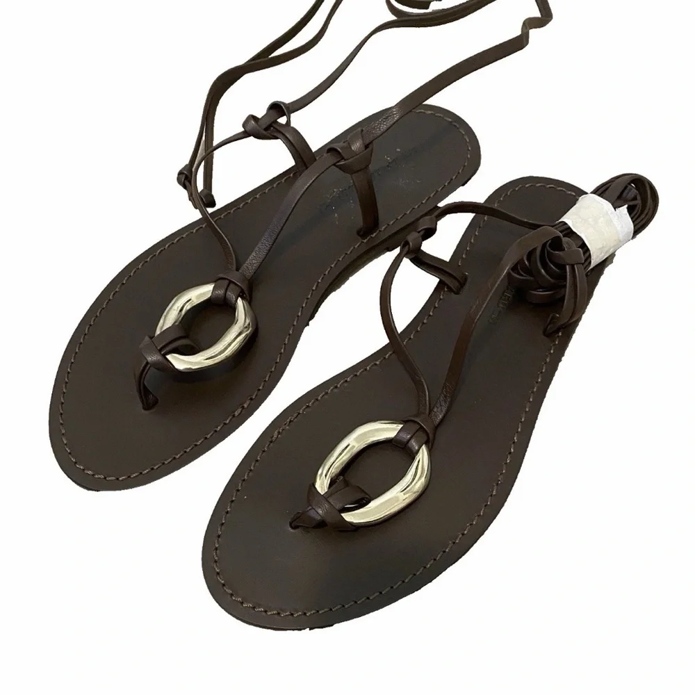 NWB Aqua‎ x Liat Baruch Ilria Ankle Tie Strappy Thong Sandals 6.5 Designer Italy